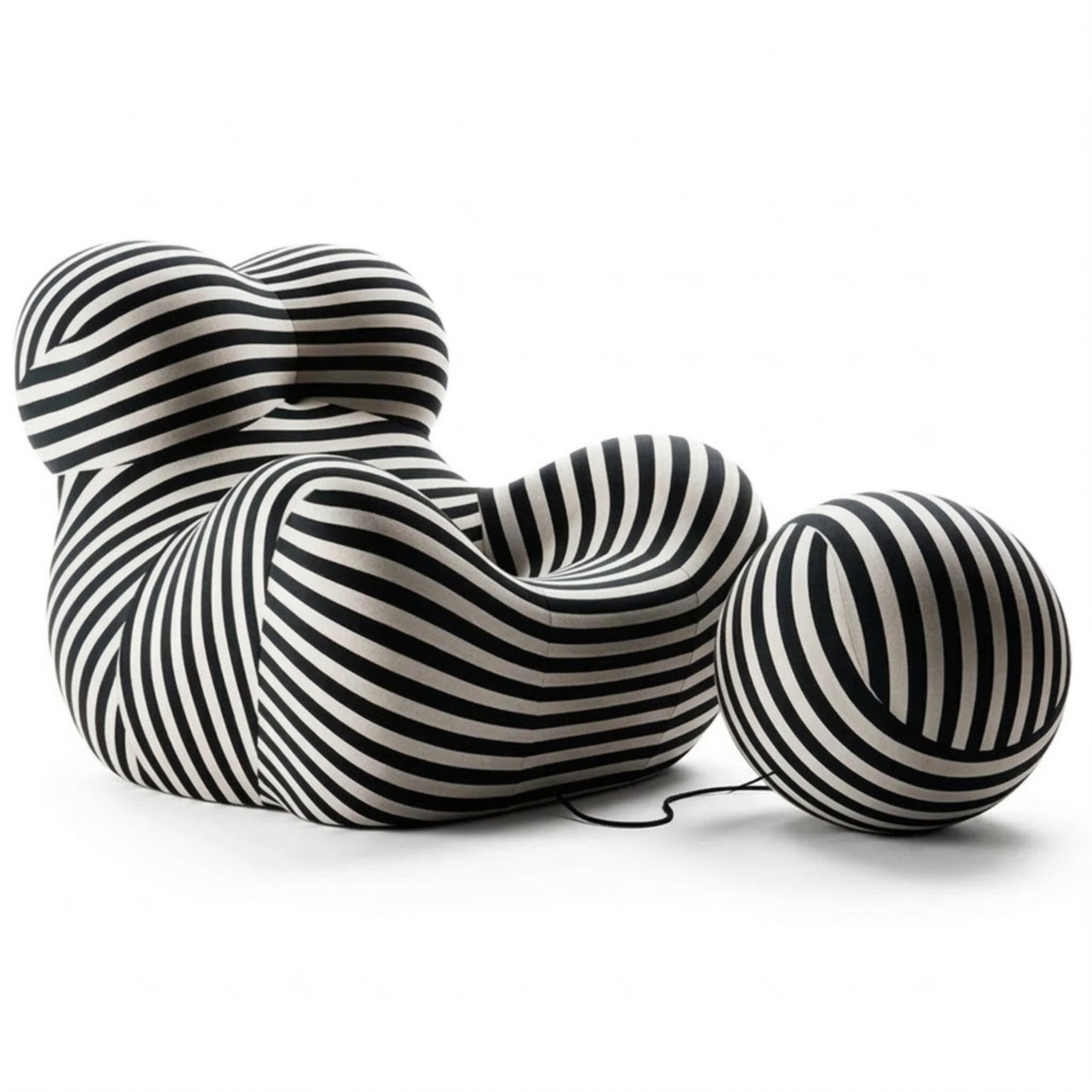 Fauteuil Design Organique avec Pouf — Pièce de Designer Premium