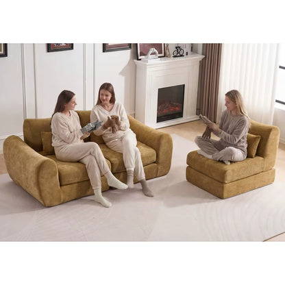 Canapé Modulable 3 Places en Tissu Chenille – Design Minimaliste & Modulable