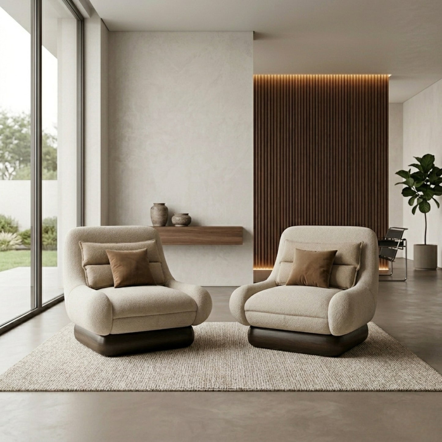 Fauteuil Lounge Velours | Formes Organiques & Design Contemporain