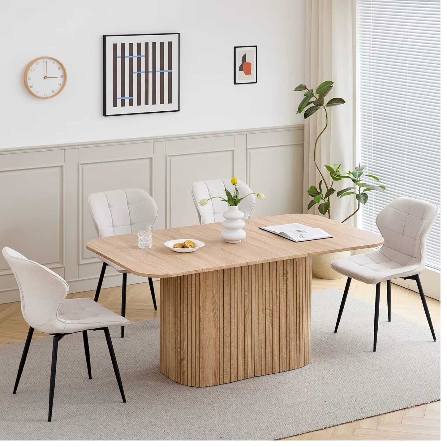 Table à Manger Design Scandinave Finition Bois - Pied Central (160 cm)