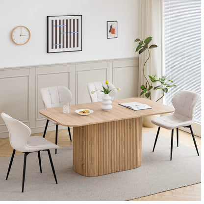 Table à Manger Design Scandinave Finition Bois - Pied Central (160 cm)