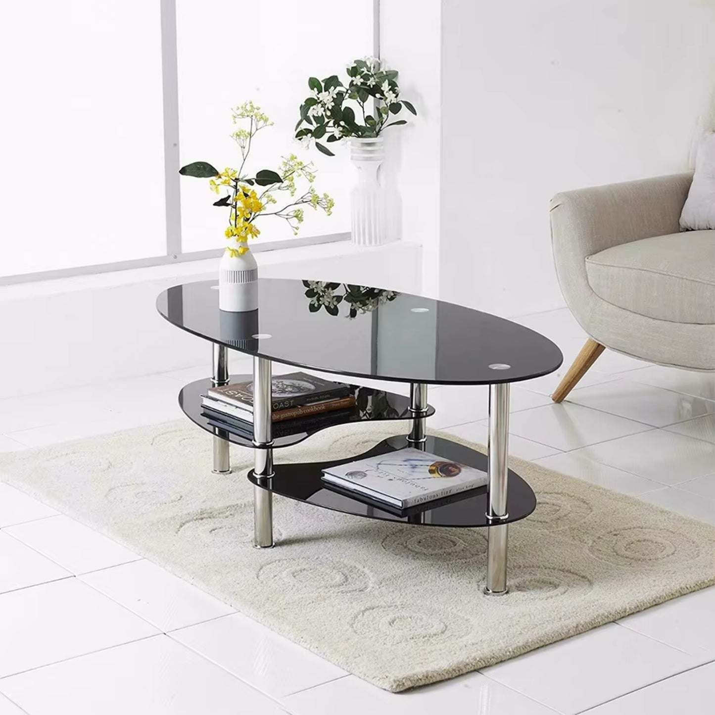 Table Basse Ovale en Verre | Table basse design en Verre