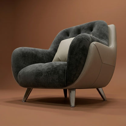 Fauteuil Club en Acier Inoxydable & Bois