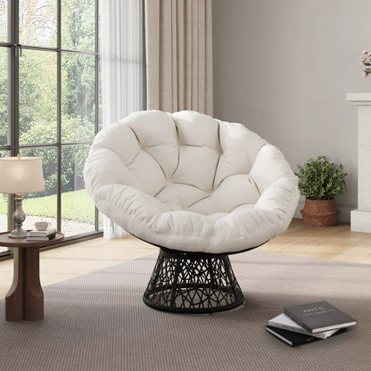 Fauteuil Papasan Pivotant 360° Premium | Rotin et Acier - Coussin Moelleux