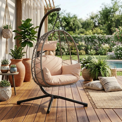 Fauteuil suspendu oeuf avec Support et Housse de Protection - Fauteuil de jardin