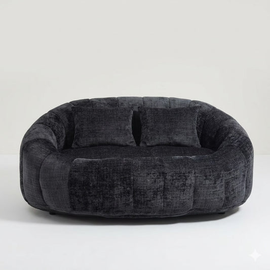 Canapé Pouf de Sol 2 Places en Tissu Chenille – Design Lounge