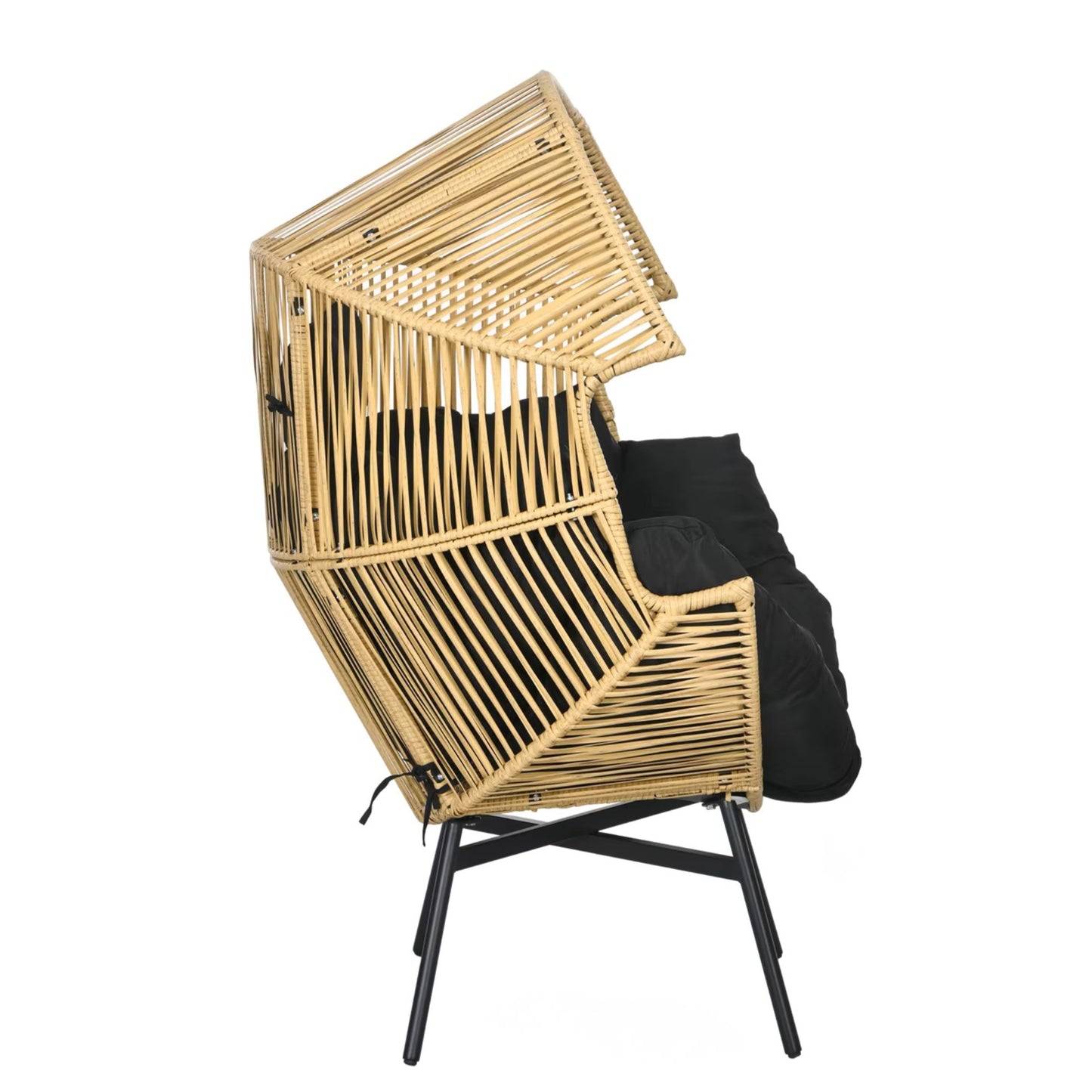 Fauteuil Oeuf de Jardin sur Pieds - Chaise Longue Design en Rotin Tressé et Acier