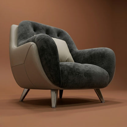 Fauteuil Club en Acier Inoxydable & Bois