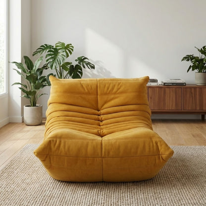 Fauteuil Lounge Velours Plissé "Olympe" | Assise Basse