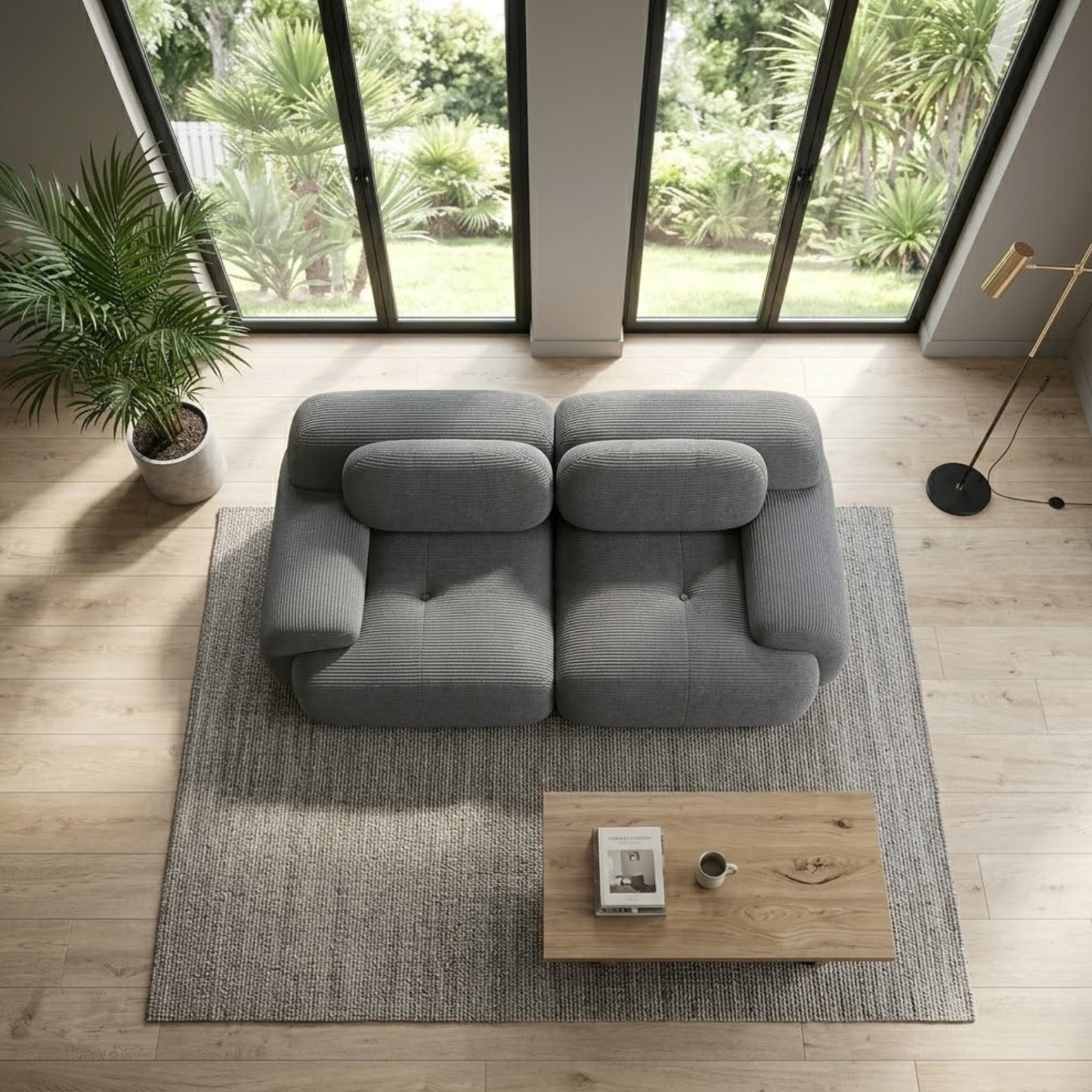 Canapé 2 Places en Velours Côtelé – Design Moderne et Confort