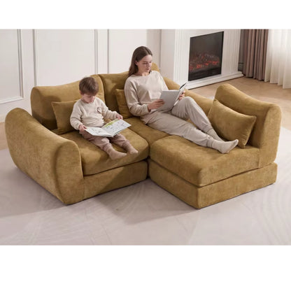 Canapé Modulable 3 Places en Tissu Chenille – Design Minimaliste & Modulable
