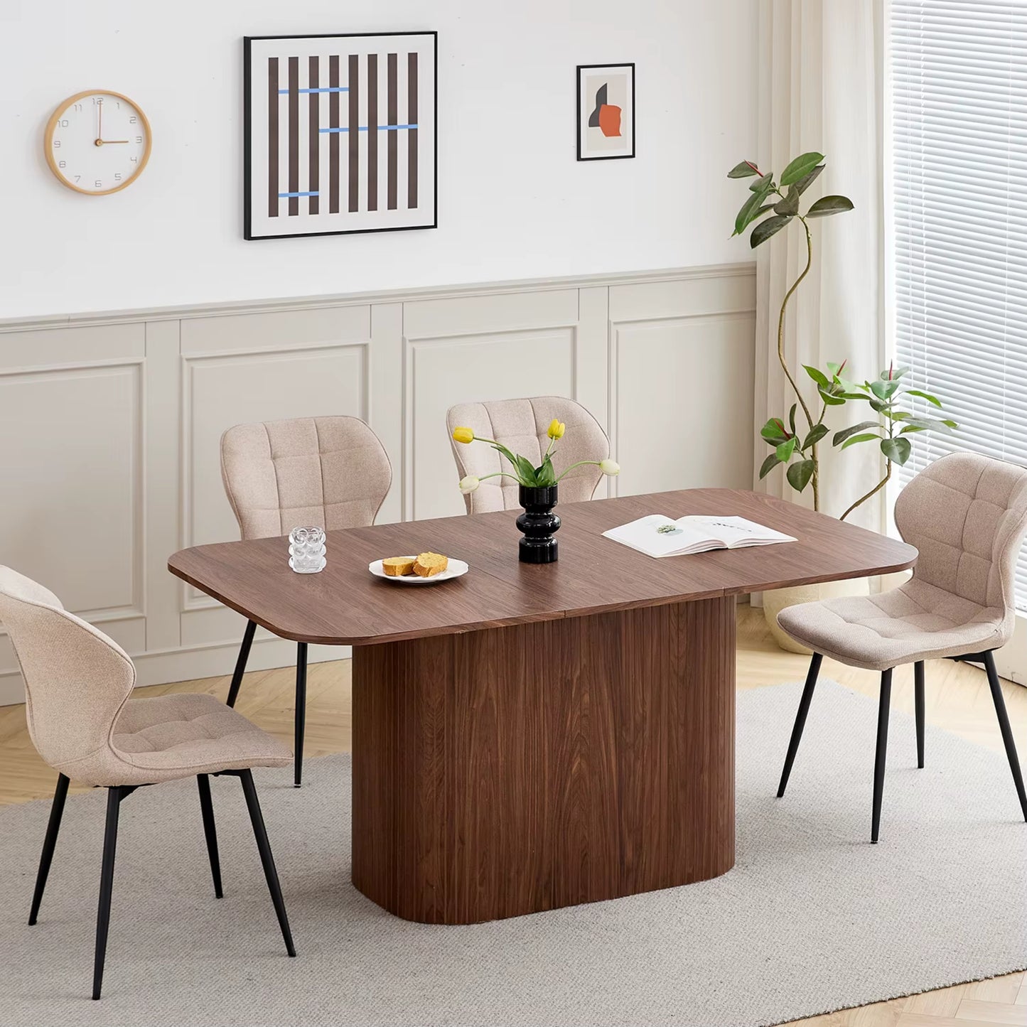 Table à Manger Design Scandinave Finition Bois - Pied Central (160 cm)