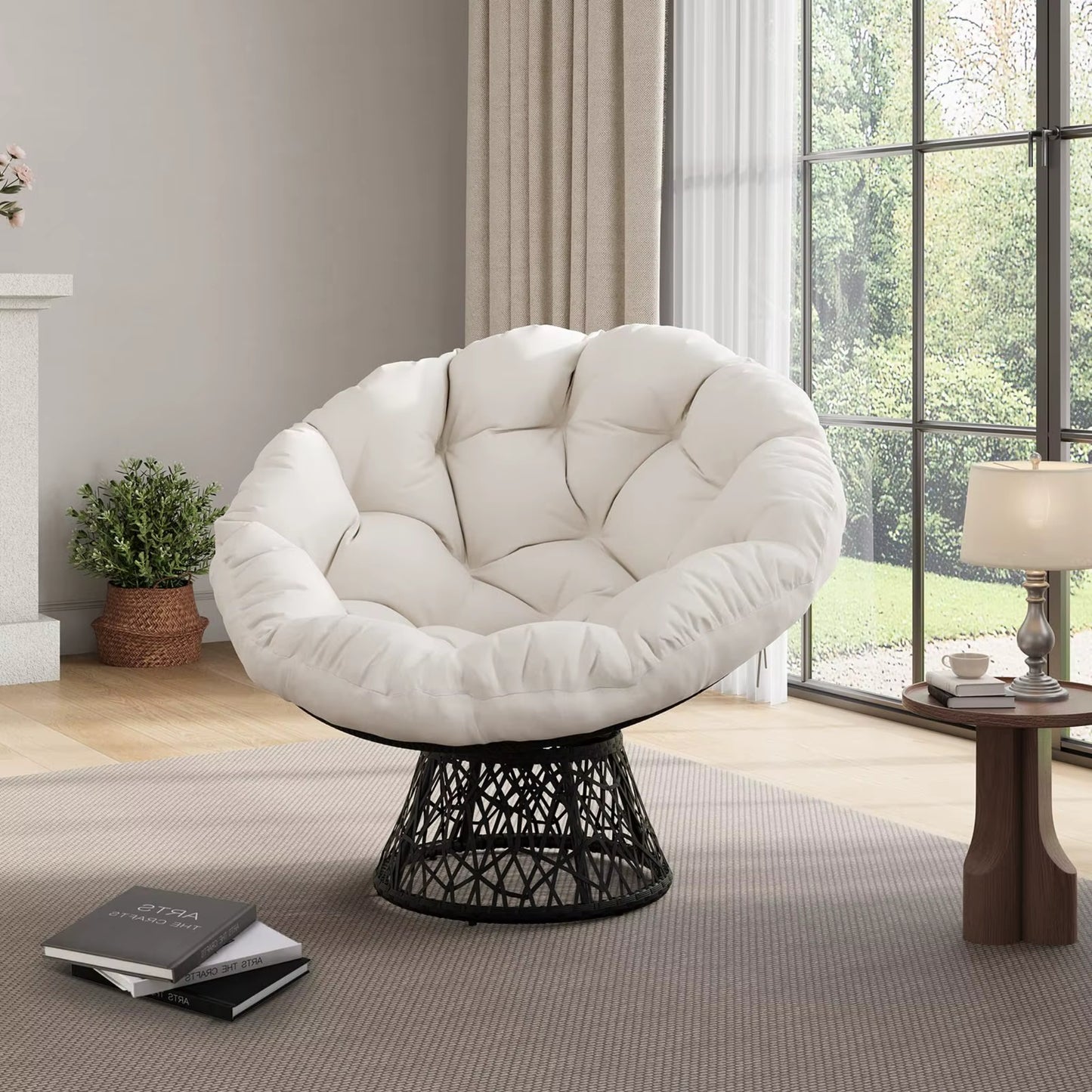 Fauteuil Papasan Pivotant 360° Premium | Rotin et Acier - Coussin Moelleux