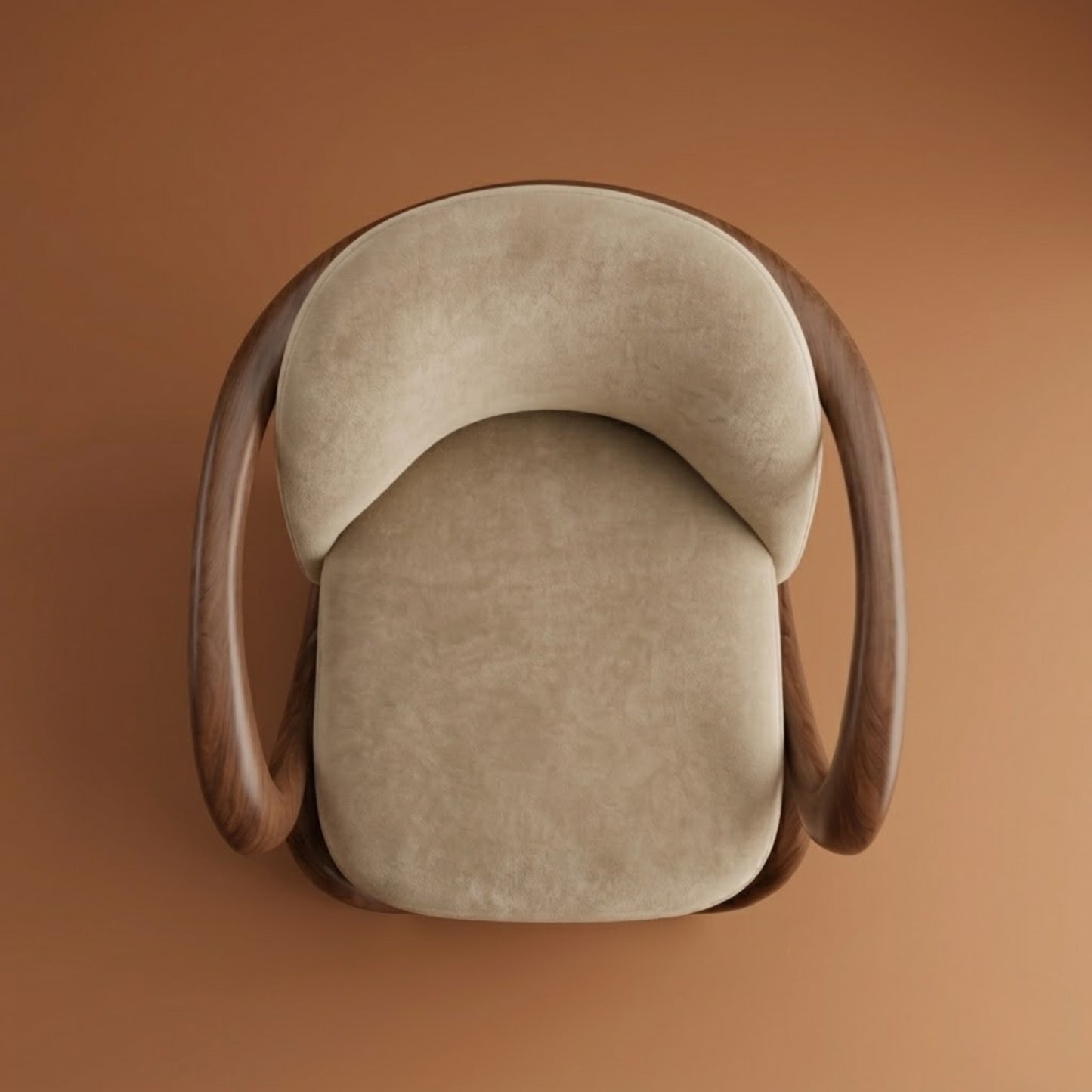 Fauteuil Lounge Sculptural en Velours & Bois | Design Contemporain