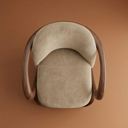 Fauteuil Lounge Sculptural en Velours & Bois | Design Contemporain