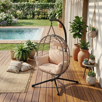 Fauteuil suspendu oeuf avec Support et Housse de Protection - Fauteuil de jardin
