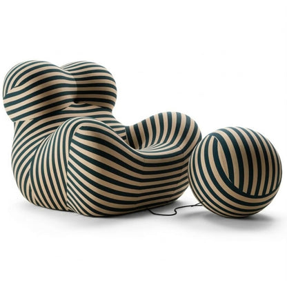 Fauteuil Design Organique avec Pouf — Pièce de Designer Premium