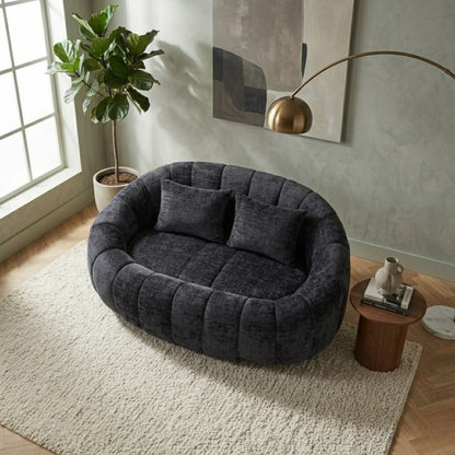 Canapé Pouf de Sol 2 Places en Tissu Chenille – Design Lounge