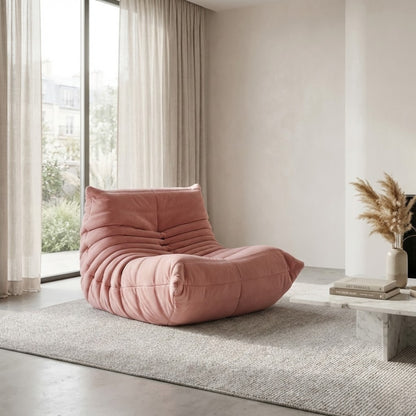 Fauteuil Lounge Velours Plissé "Olympe" | Assise Basse