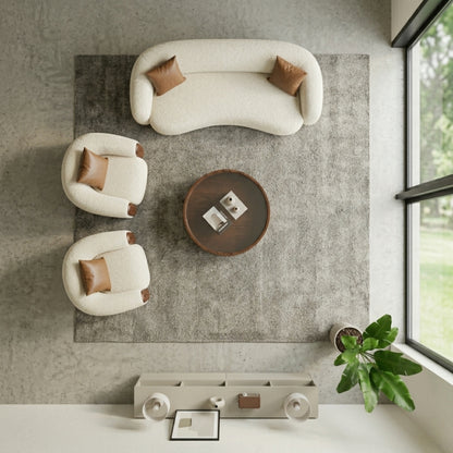 Fauteuil Accent Bouclé & Bois Massif | Fauteuil Lounge Design Contemporain