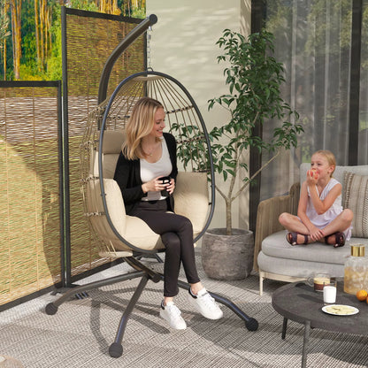 Fauteuil Oeuf suspendu confort premium | Porte-gobelet intégré