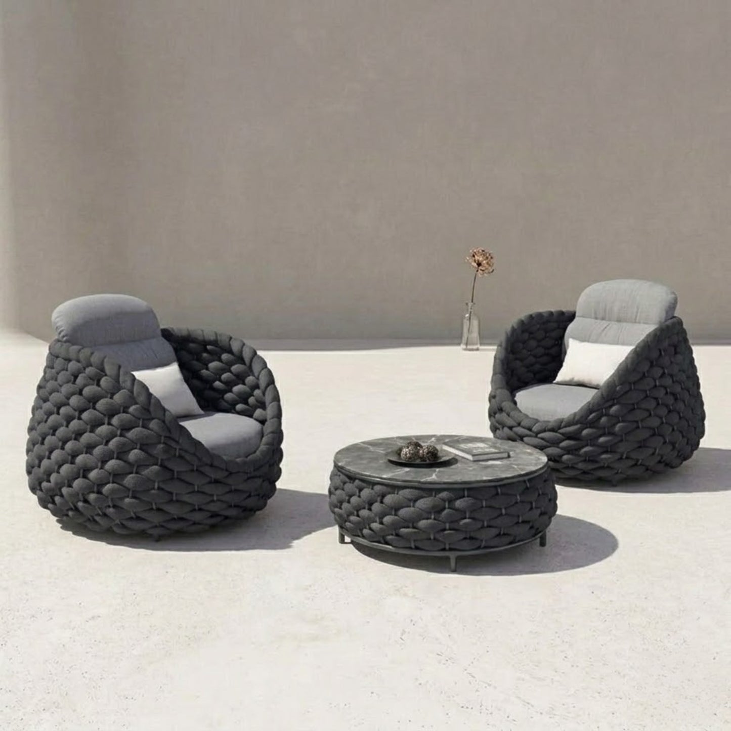 Ensemble Salon de Jardin Rotin Tressé 5 Places | Mobilier Extérieur Premium