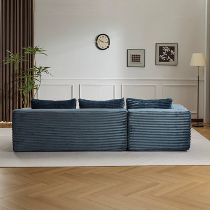 Canapé d'Angle 3 Places en Velours Bleu – Modulable et Design