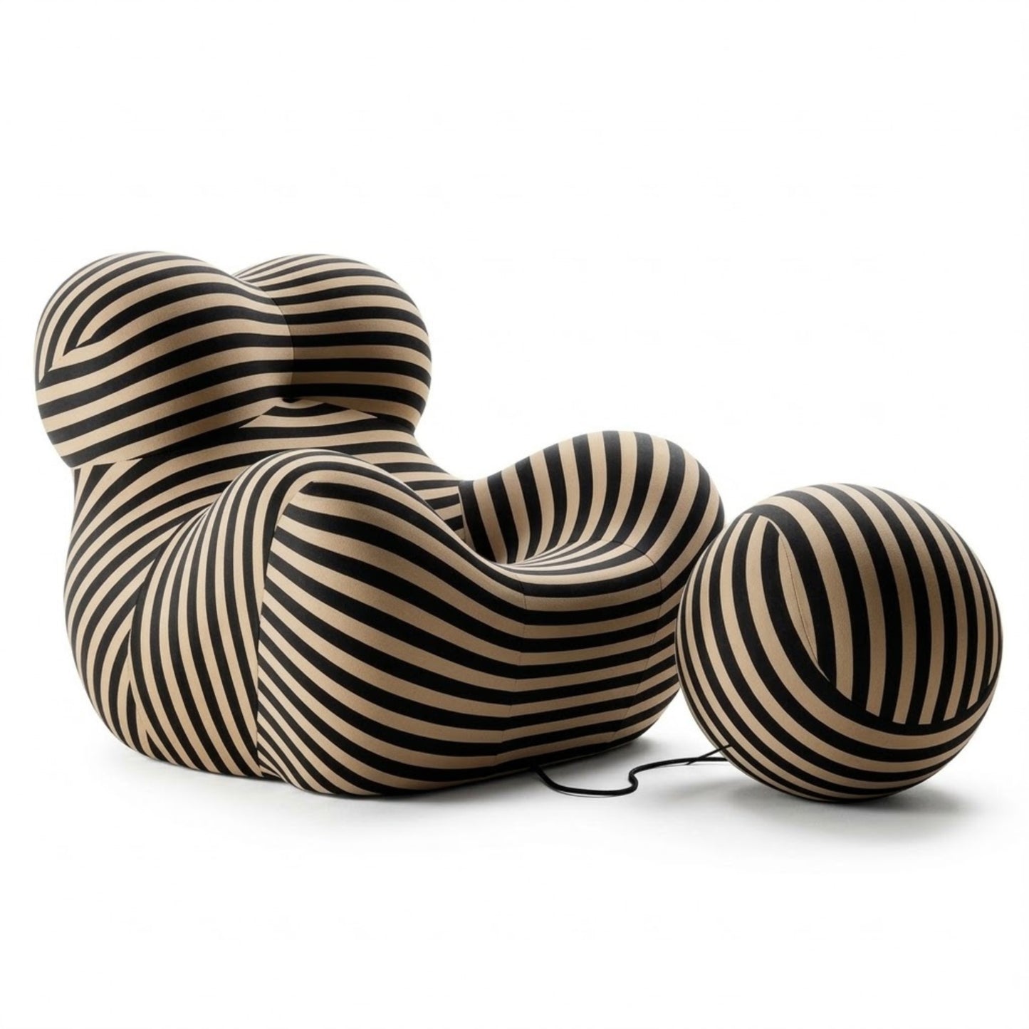 Fauteuil Design Organique avec Pouf — Pièce de Designer Premium