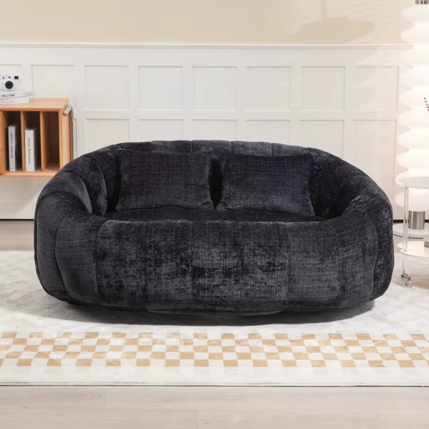 Canapé Pouf de Sol 2 Places en Tissu Chenille – Design Lounge