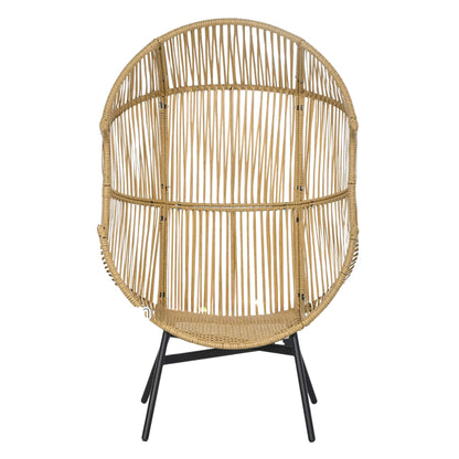Fauteuil Oeuf de Jardin sur Pieds - Chaise Longue Design en Rotin Tressé et Acier