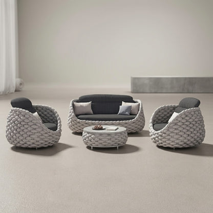 Ensemble Salon de Jardin Rotin Tressé 5 Places | Mobilier Extérieur Premium