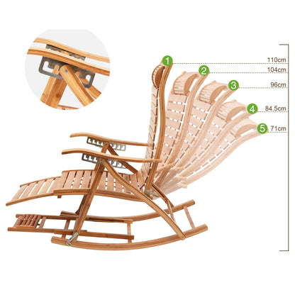 Chaise à Bascule pliante en Bambou Naturel | Chaise de jardin inclinable