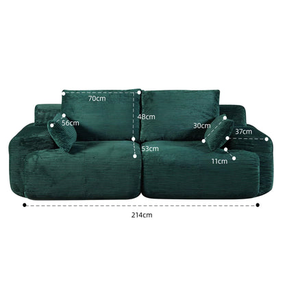 Canapé 2 places Compressé | Canapé en Velours Côtelé Vert
