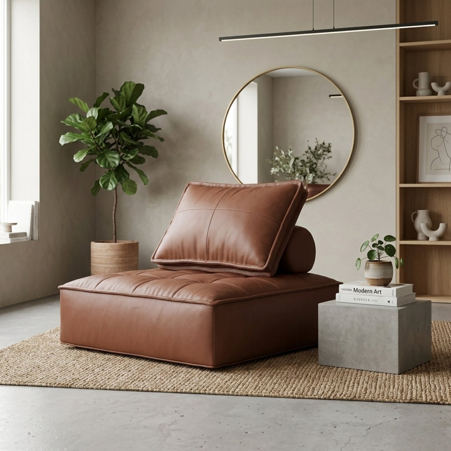 Fauteuil Paresseux Lounge en Cuir | Assise Basse