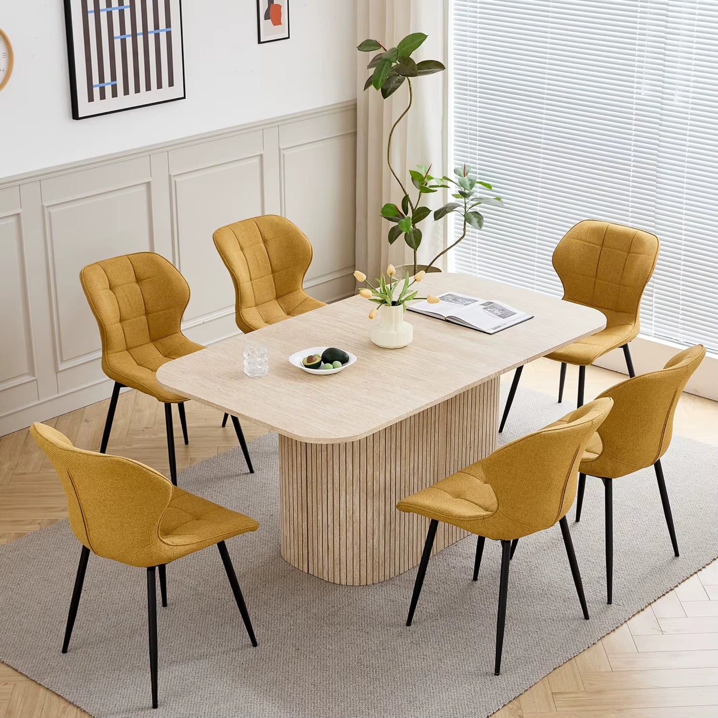 Table à Manger Design Scandinave Finition Bois - Pied Central (160 cm)