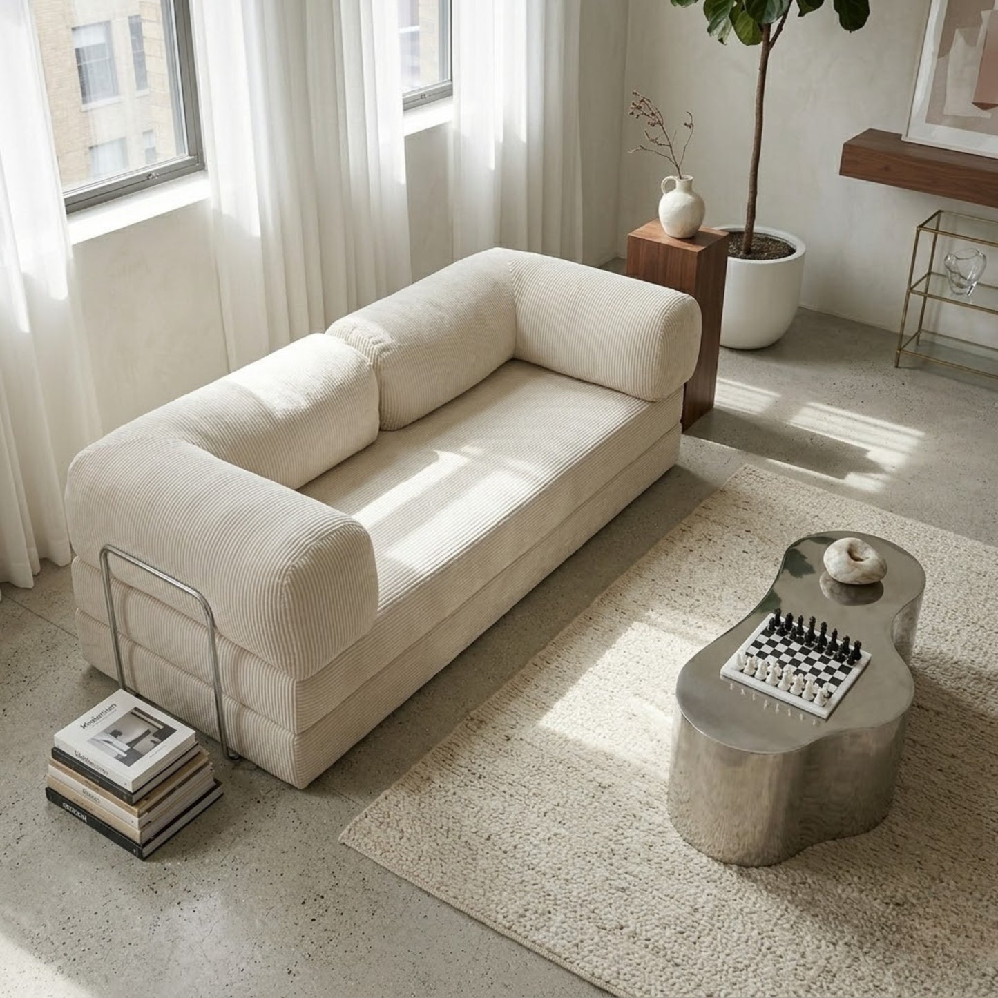 Canapé Modulable Convertible en Velours Côtelé – Design Contemporain & Confort Premium