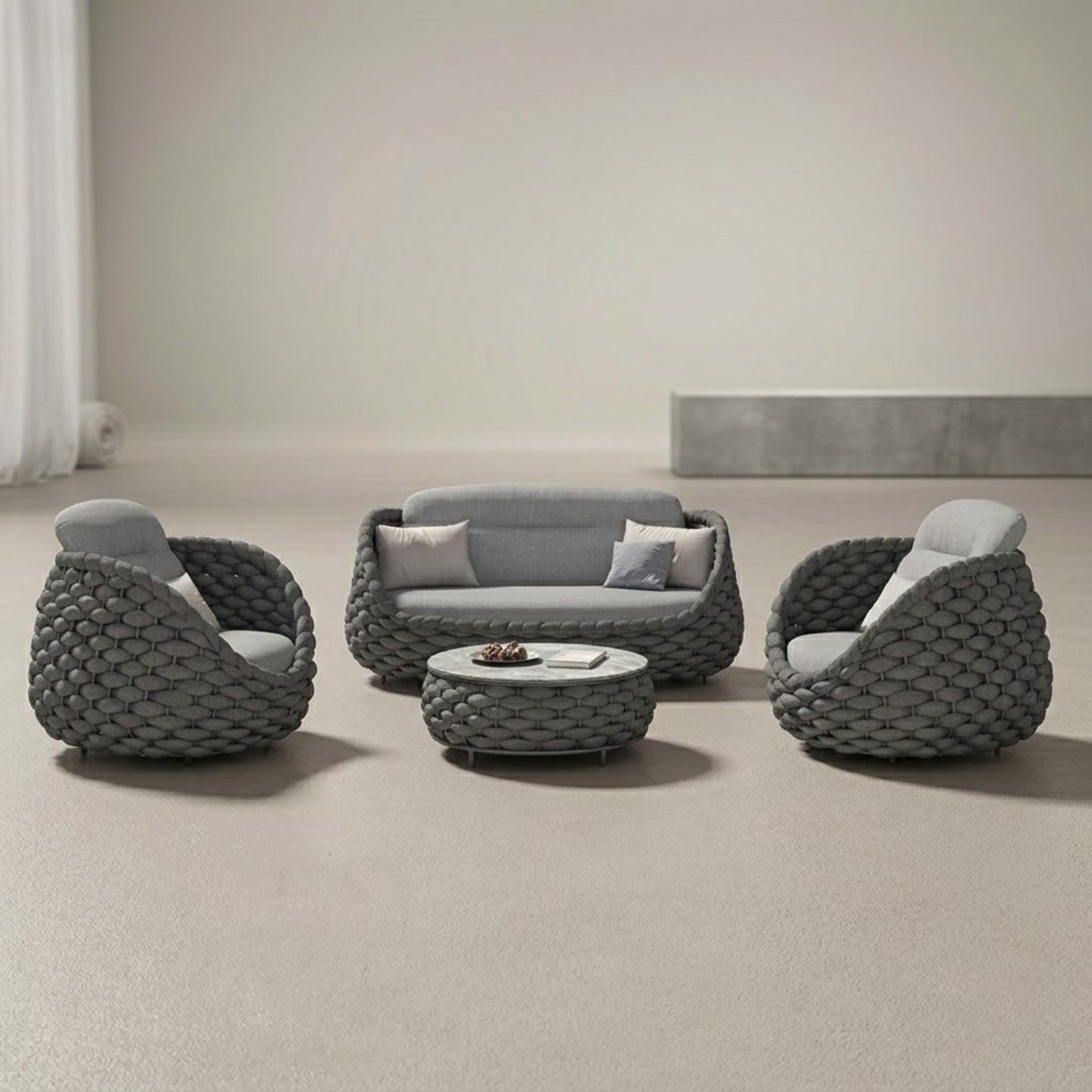 Ensemble Salon de Jardin Rotin Tressé 5 Places | Mobilier Extérieur Premium