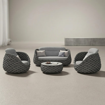 Ensemble Salon de Jardin Rotin Tressé 5 Places | Mobilier Extérieur Premium