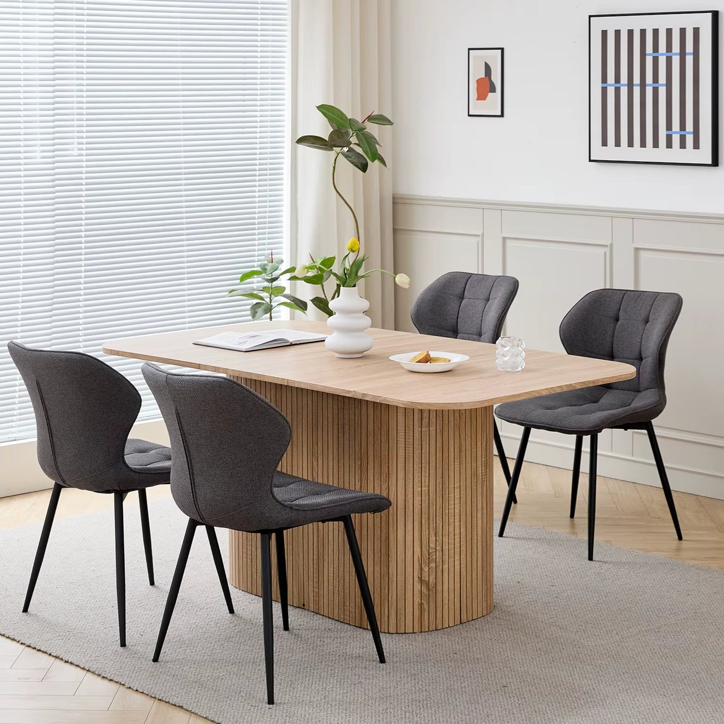 Table à Manger Design Scandinave Finition Bois - Pied Central (160 cm)