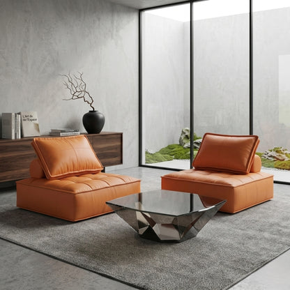 Fauteuil Paresseux Lounge en Cuir | Assise Basse