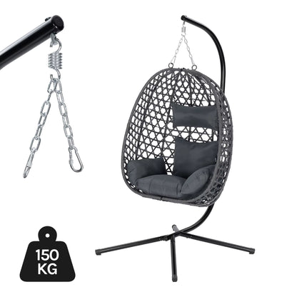 Fauteuil Suspendu Jardin - Chaise Oeuf en Rotin et Acier Galvanisé