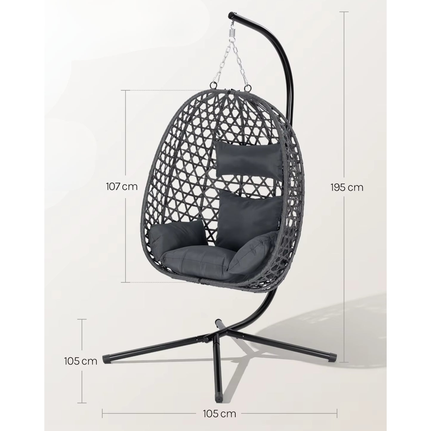 Fauteuil Suspendu Jardin - Chaise Oeuf en Rotin et Acier Galvanisé