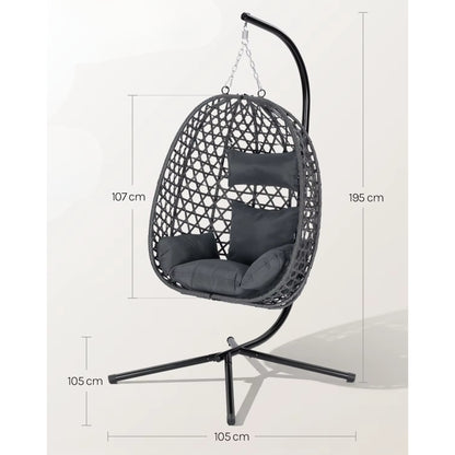 Fauteuil Suspendu Jardin - Chaise Oeuf en Rotin et Acier Galvanisé