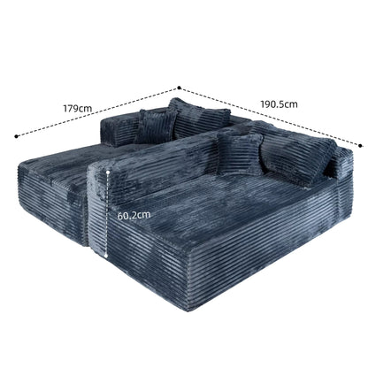 Canapé d'Angle 3 Places en Velours Bleu – Modulable et Design