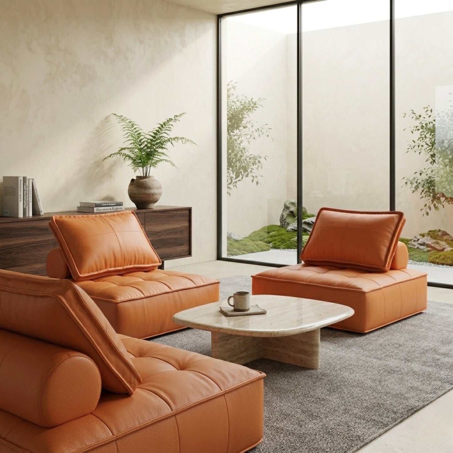 Fauteuil Paresseux Lounge en Cuir | Assise Basse
