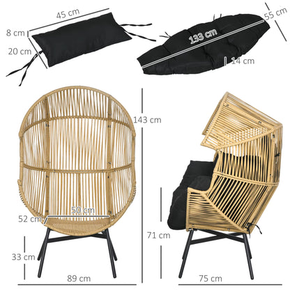 Fauteuil Oeuf de Jardin sur Pieds - Chaise Longue Design en Rotin Tressé et Acier