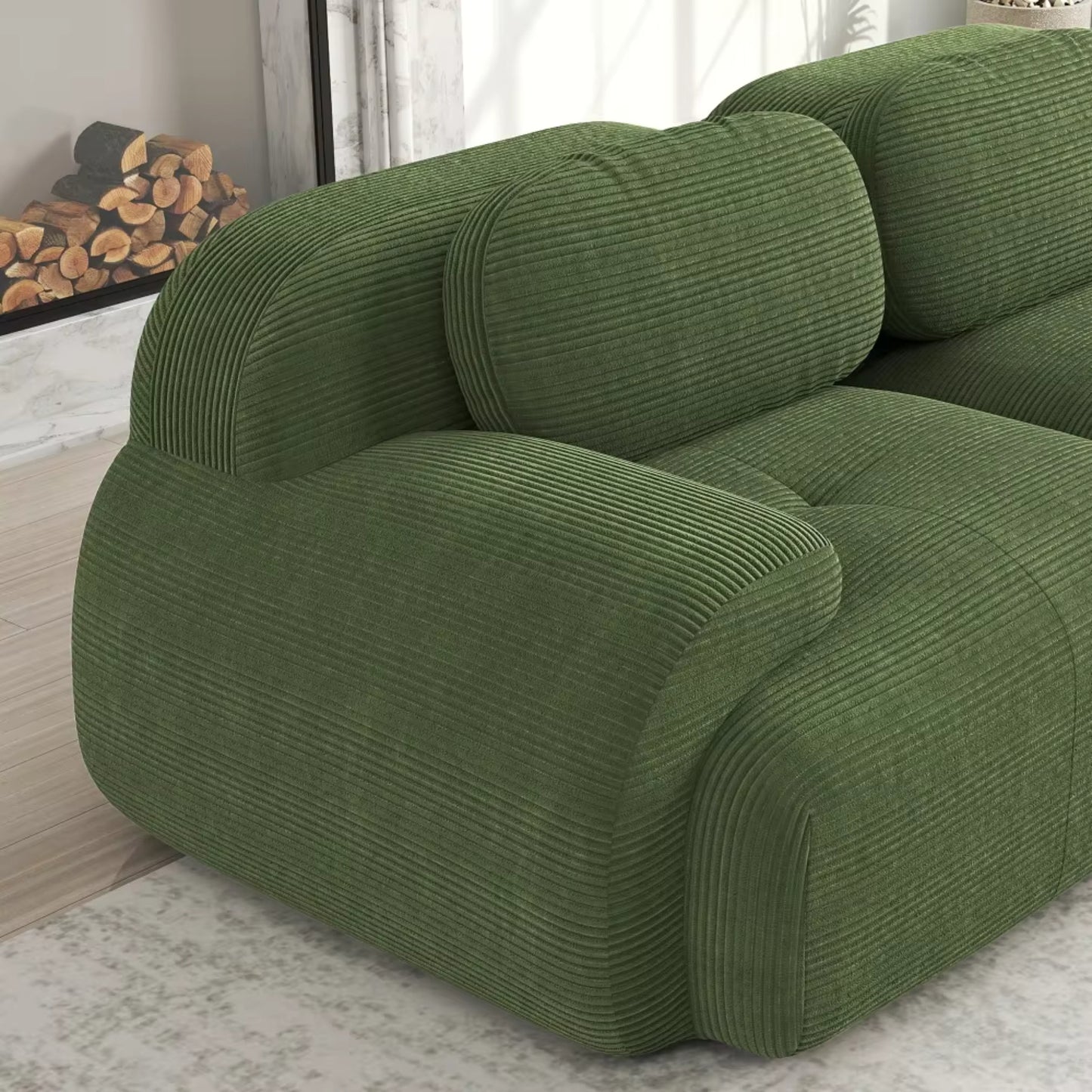Canapé 3 Places droit en Velours Côtelé – Design Modulable et Confort