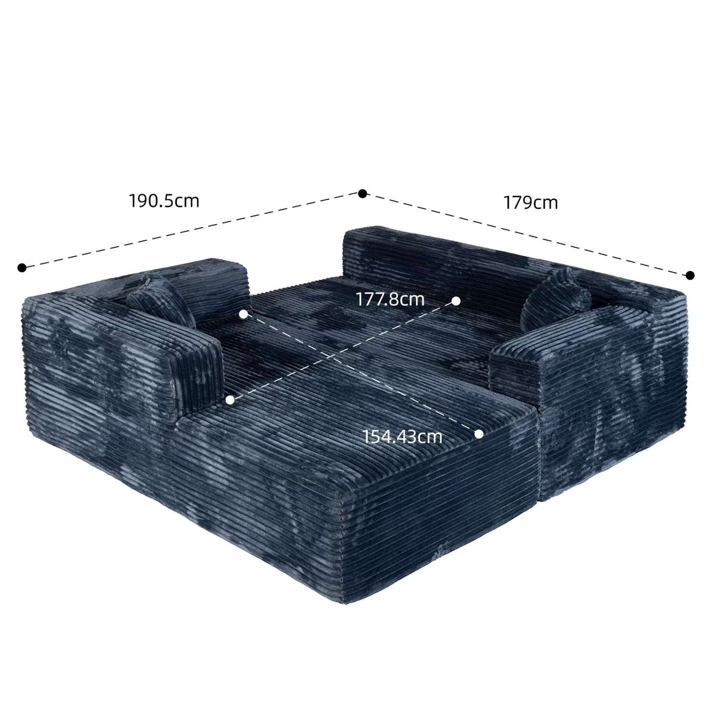 Canapé d'Angle 3 Places en Velours Bleu – Modulable et Design