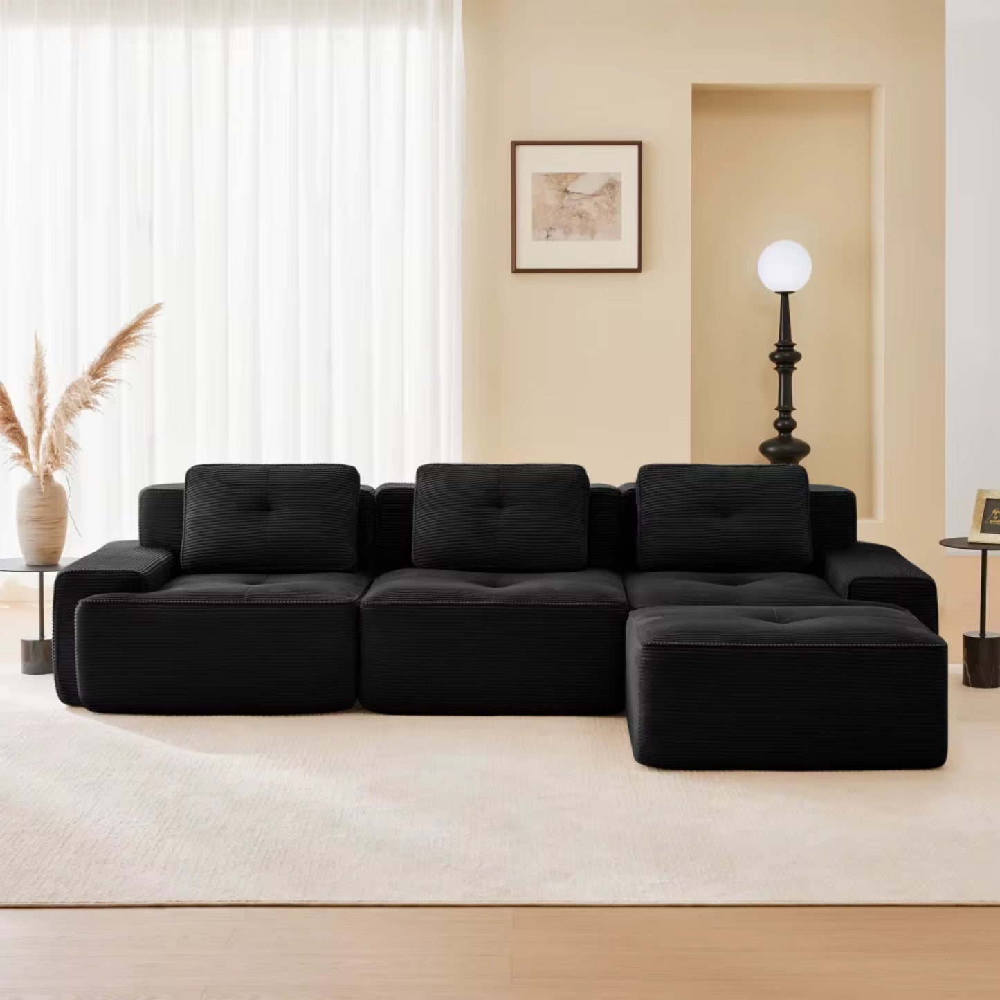 Canapé d'Angle Modulable | Canapé en Velours 3 Places