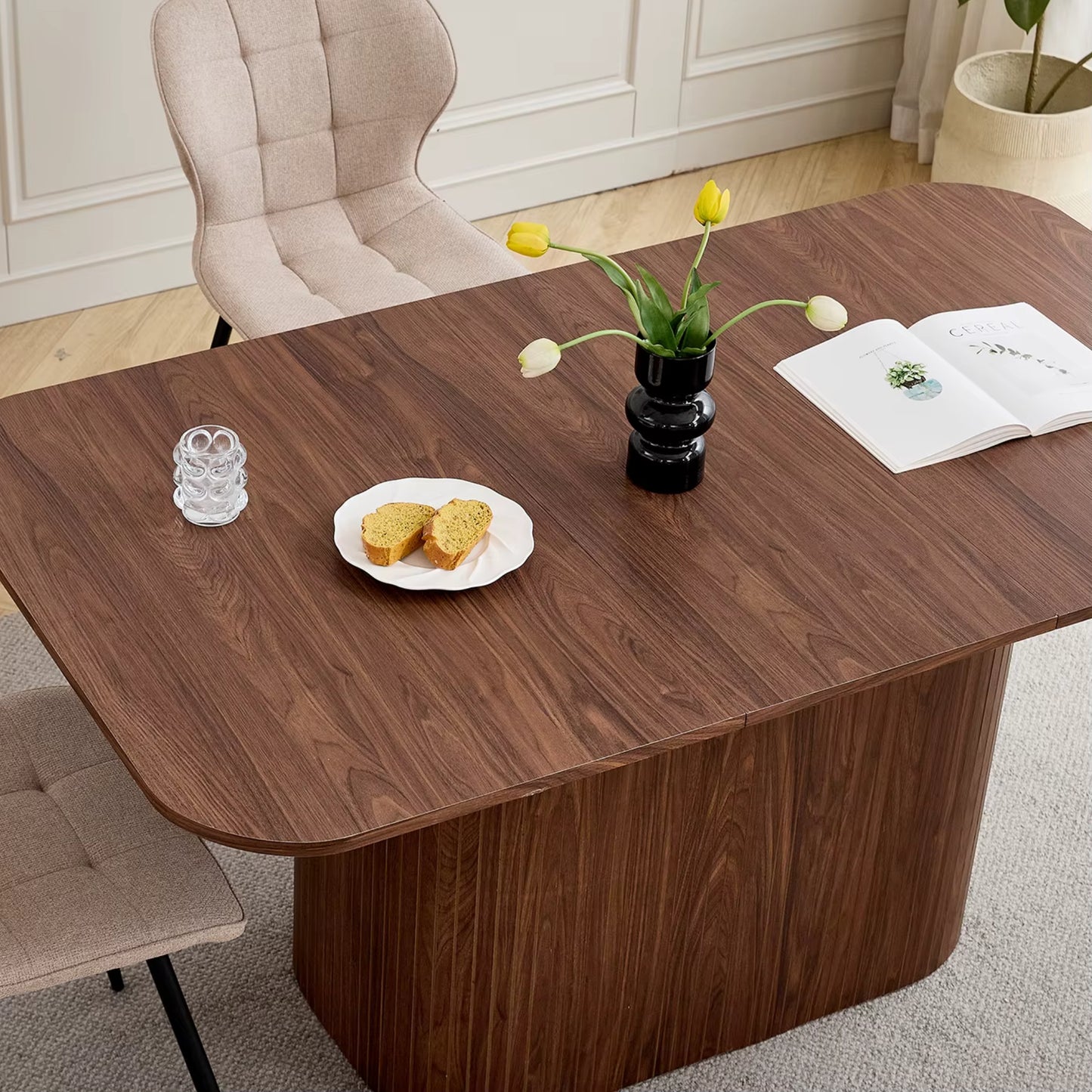 Table à Manger Design Scandinave Finition Bois - Pied Central (160 cm)